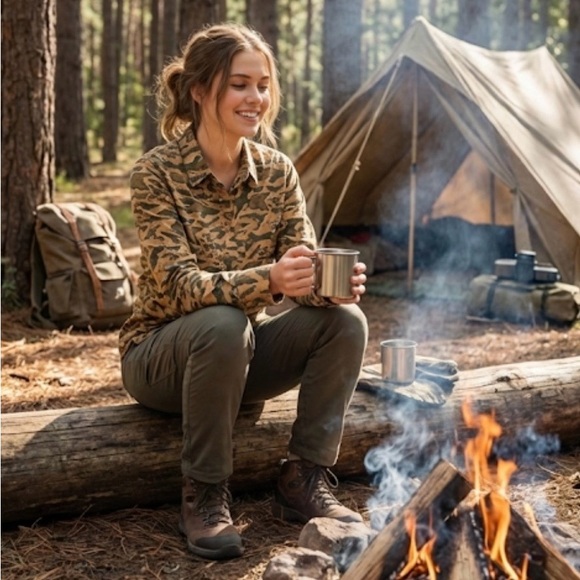 United by Blue Women's Camo Button Down Shirt Hemp & Organic Cotton Size: Medium - Picture 7 of 8